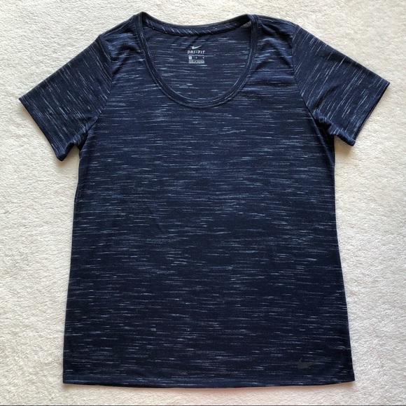 Nike Dri-Fit Scoop Neck Heathered Blue Tee - Picture 3 of 7